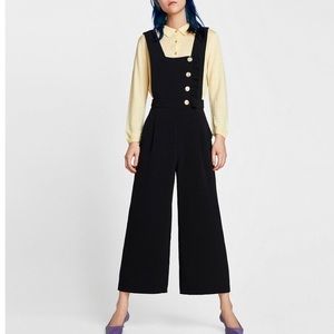 Black ZARA dressy overalls with gold button detail